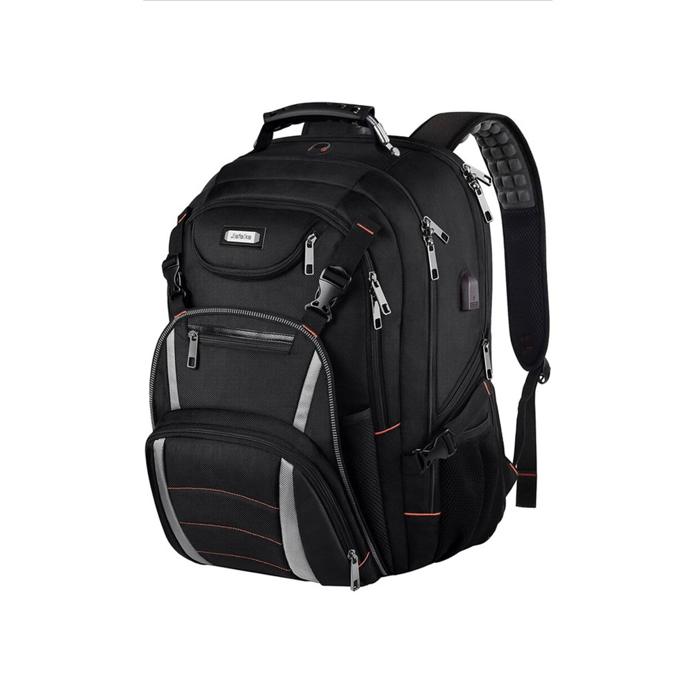 Jiefeike Unisex Backpack Sports Travel Laptop Bag Black Anti-Theft Zip New
